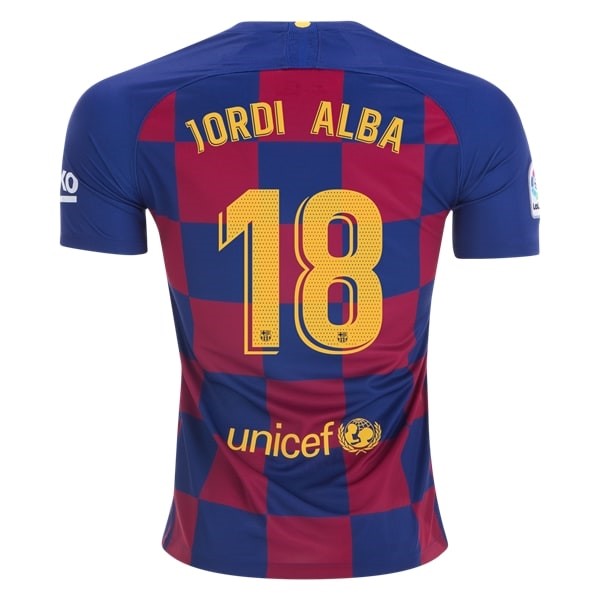 Camiseta Barcelona NO.18 Jordi Alba 1ª 2019-2020 Azul Rojo